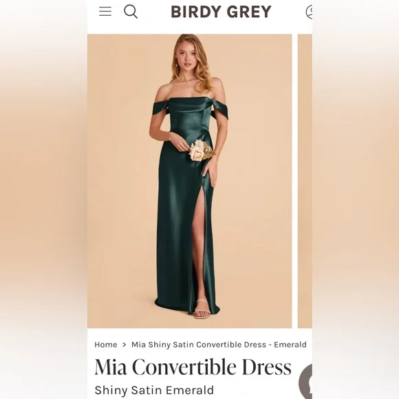 Birdy Grey | Dresses | Nwt Birdy Grey Mia Shiny Satin Dress Emerald Size  Large L Convertible Straps | Poshmark
